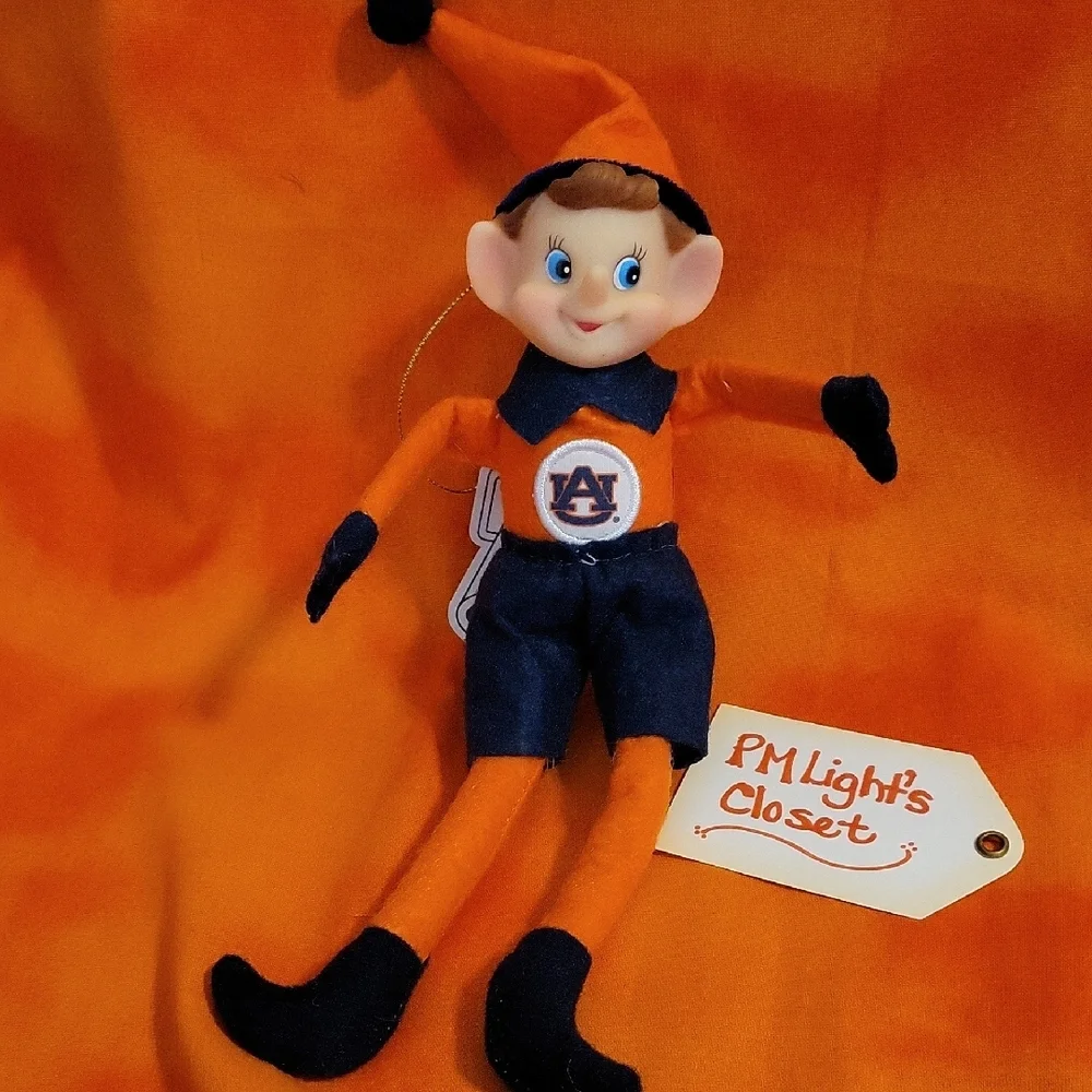 PixiFans Auburn University Orange and Blue Plush Elf Toy New Ornament